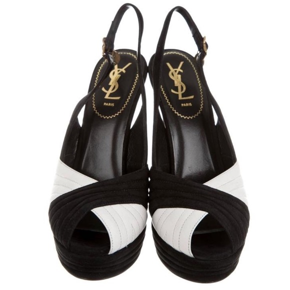 Yves Saint Laurent (YSL) Suede Platform Heels - Picture 1 of 8